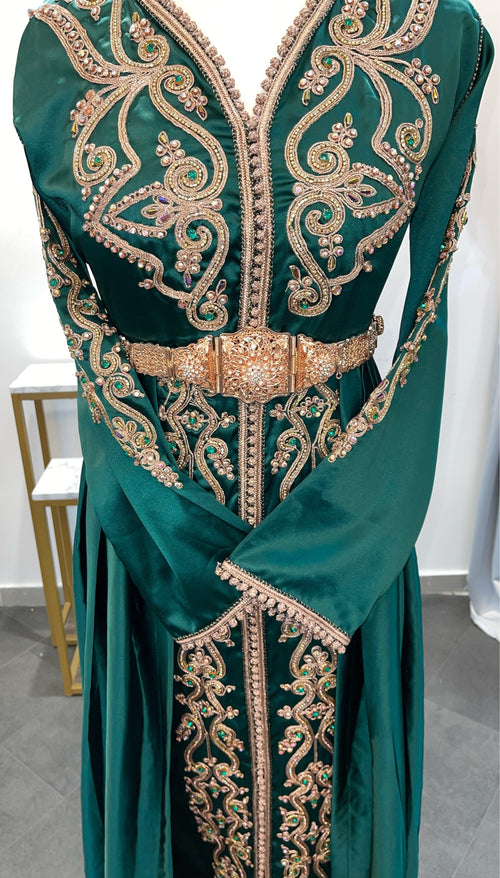 KAFTANI by Inisa Takshita Satin Smaragdgrün