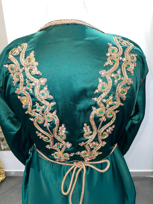 KAFTANI by Inisa Takshita Satin Smaragdgrün