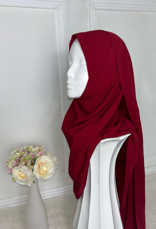 KAFTANI by Inisa Blutrot Hijab Altweiß online kaufen Medina Seide Hijab
