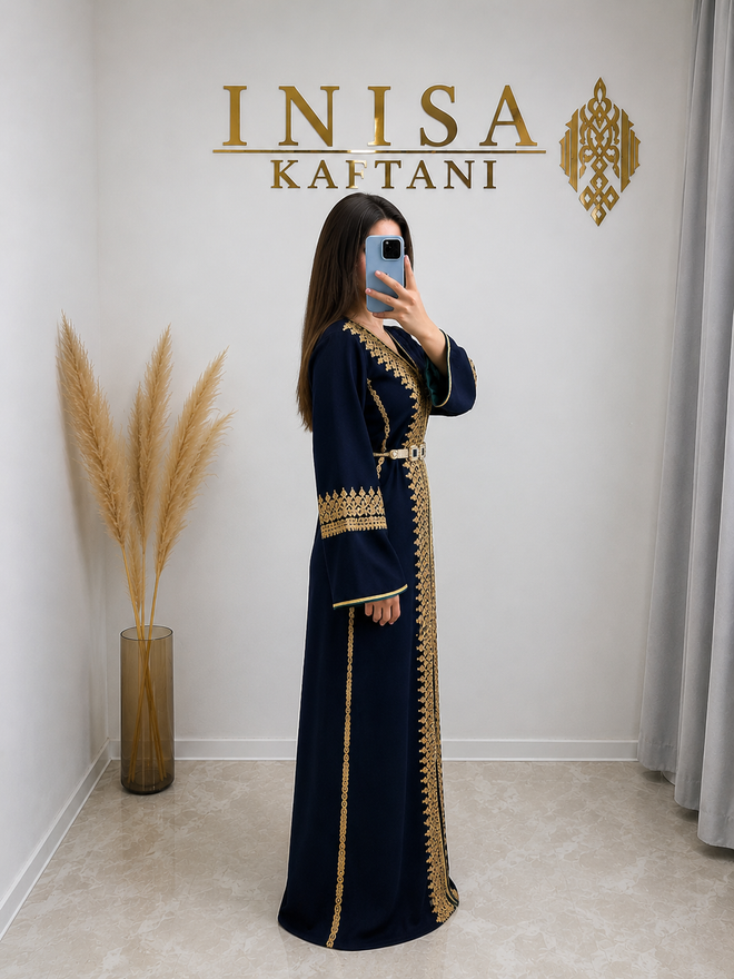 Kaftan Dunkelblau – Seitenansicht